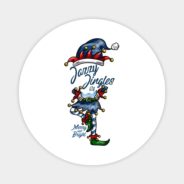 JAZZY JINGLES: Bells Blue Bright Christmas Elf Green Jingles Merry Red Magnet by Jake, Chloe & Nate Co.